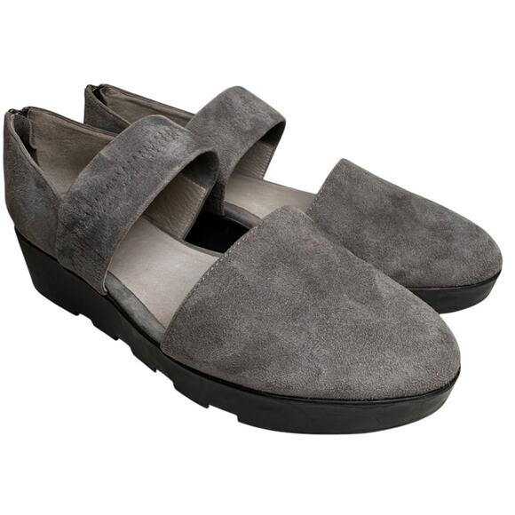 Eileen Fisher Marlow Suede Wedge Platform Mary Jane Shoes Women Sz 8.5 Gray Boho - Picture 12 of 16